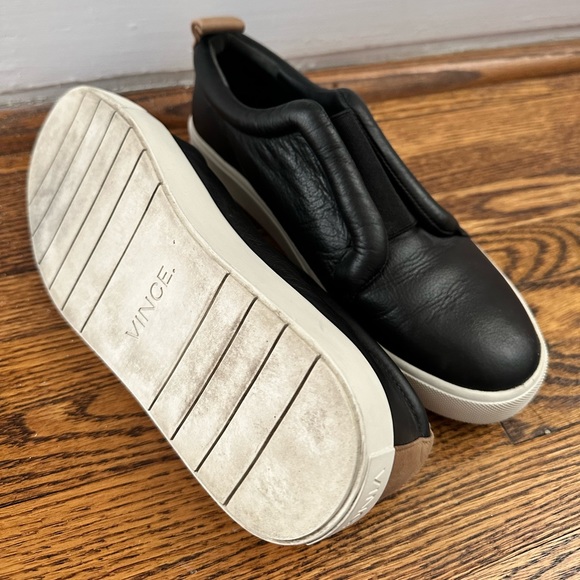 VINCE black leather slip on shoes m. SIZE 36 - Picture 3 of 5